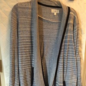 Lou & Grey Blue Gray Tone Open Front Longsleeve Cardigan Size Small cotton